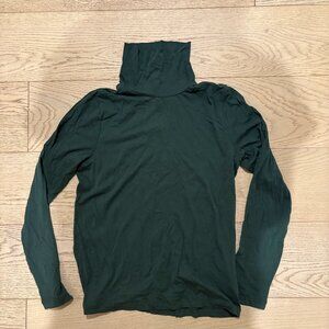 J. Crew Dark Forest Green Tissue Turtleneck Shirt